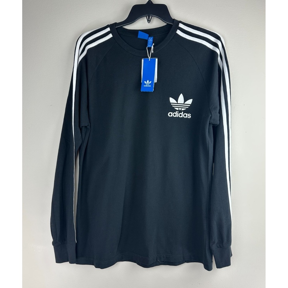 NEW Adidas Originals 3-Stripe Pique Long Sleeve T-Shirt Black BR2042 Men's XL - Picture 2 of 11